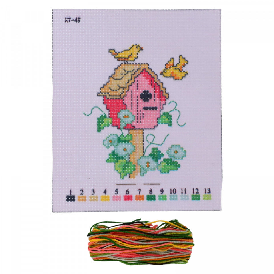 Set goblen, NO258, Casa vrabiutelor, Fire incluse, 14 x 16 cm, Multicolor