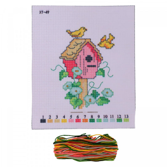Set goblen, NO258, Casa vrabiutelor, Fire incluse, 14 x 16 cm, Multicolor