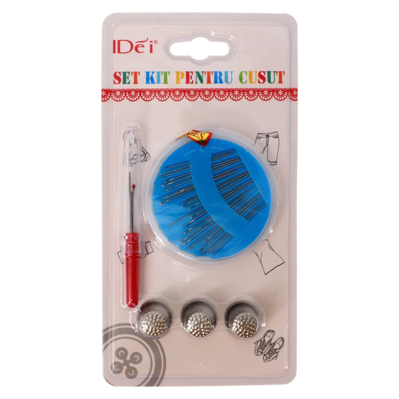 Set kit pentru cusut, 3 degetare, ace, NO436, Multicolor