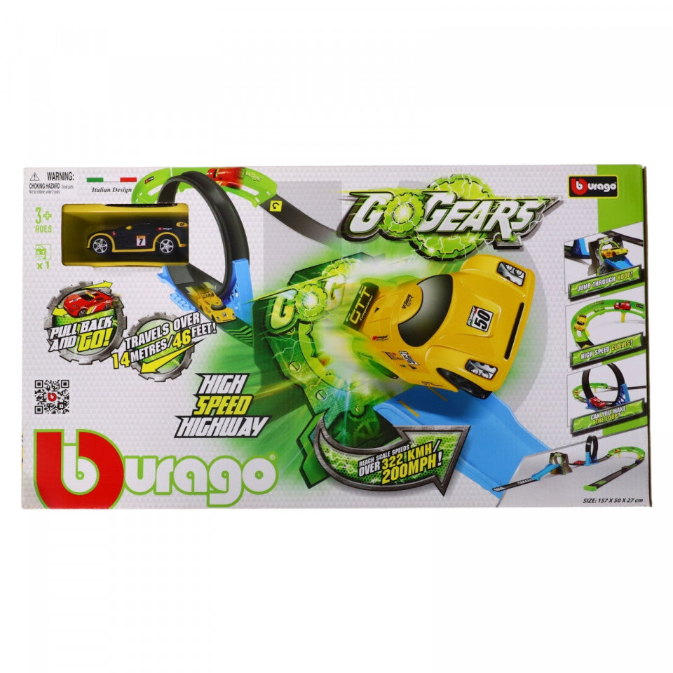 Set pista masini GO GEAR, o masina inclusa, Burago, NO6787, Multicolor
