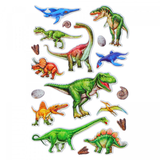 Set Sticker 3D pentru copii, 11 Dinozauri, decor, 10 x 15 cm, Multicolor