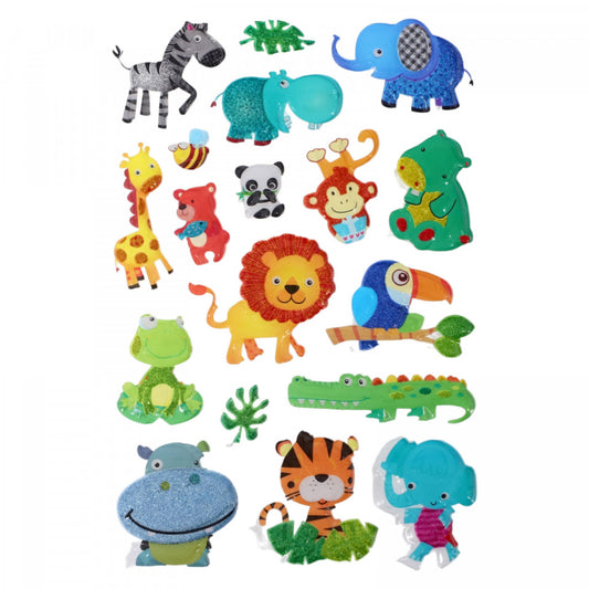 Set Sticker 3D pentru copii, Animale, 18 piese, Y-X011, 1 - 4 cm, Multicolor