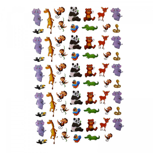 Set Sticker 3D pentru copii, Animale, 64 piese, ALP223, 1 - 2.5 cm, Multicolor