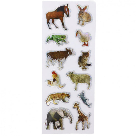 Set Sticker 3D pentru copii, Animale domestice, 12 piese, CB402, 2.5 - 4 cm, Multicolor