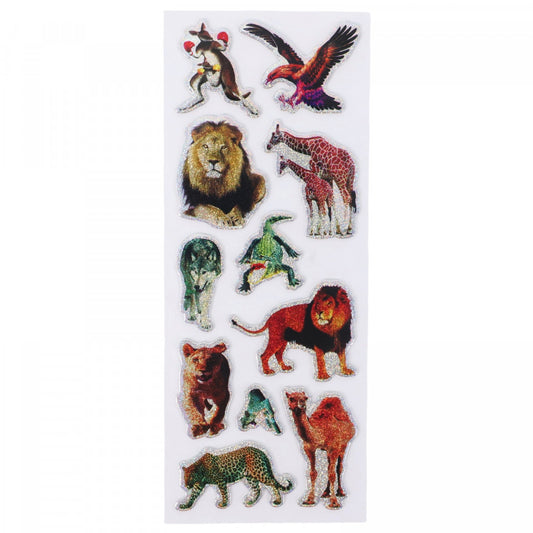 Set Sticker 3D pentru copii, Animale salbatice, 11 piese, CB278, 1.5 - 3.5 cm, Multicolor