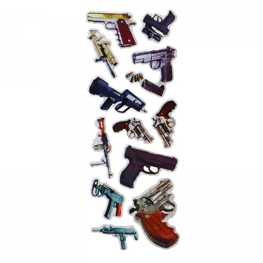 Set Sticker 3D pentru copii, Arme, 13 piese, CB307, 2.5 - 4 cm, Multicolor