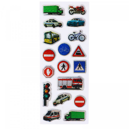 Set Sticker 3D pentru copii, Auto, 18 piese, CB418, 1.5 - 3.5 cm, Multicolor