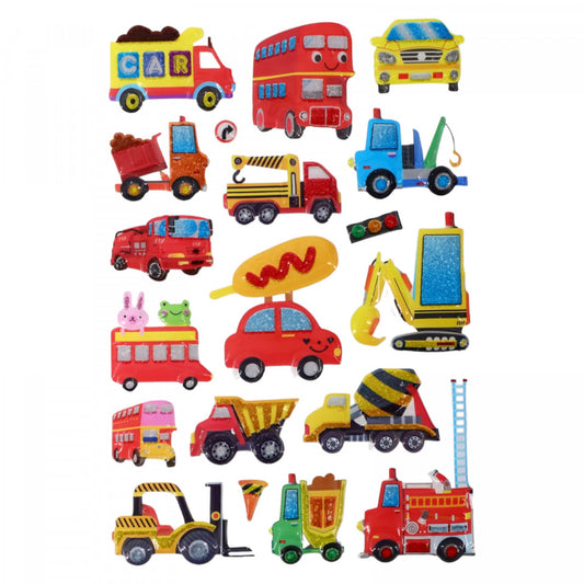 Set Sticker 3D pentru copii, Automobile, 19 piese, Y-X008, 1 - 4 cm, Multicolor