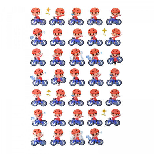 Set Sticker 3D pentru copii, Biciclist, 38 piese, ALP224, 1.5 - 3 cm, Multicolor