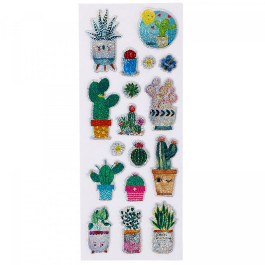 Set Sticker 3D pentru copii, Cactusi, 17 piese, CB440, 1 - 4 cm, Multicolor
