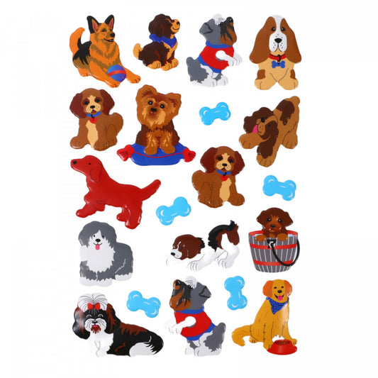 Set Sticker 3D pentru copii, Catelusi, 20 piese, ALP035, 2 - 6 cm, Multicolor