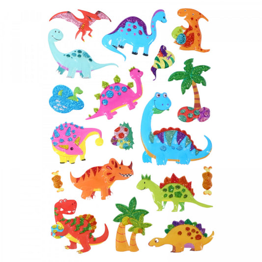 Set Sticker 3D pentru copii, Dinozauri, 18 piese, Y-X005, 1 - 5 cm, Multicolor