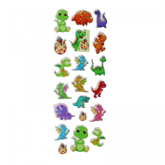 Set Sticker 3D pentru copii, Dinozauri, 20 piese, LVA016, 1 - 2 cm, Multicolor