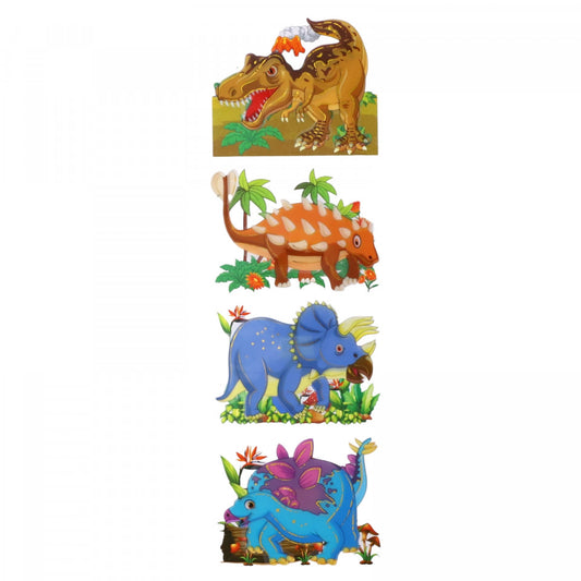 Set Sticker 3D pentru copii, Dinozauri, 4 piese, DFF-210, 11 cm, Multicolor