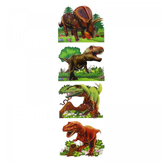 Set Sticker 3D pentru copii, Dinozauri, 4 piese, DFF-211, 11 cm, Multicolor