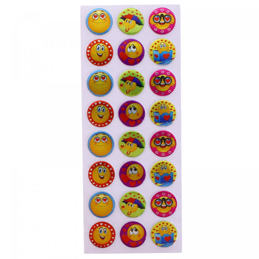 Set Sticker 3D pentru copii, Emoji, 24 piese, CB415, 1.6 cm, Multicolor