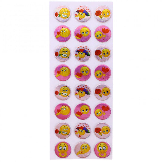 Set Sticker 3D pentru copii, Emoji cu iubire, 24 piese, 1.7 cm, Multicolor