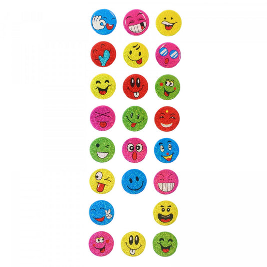 Set Sticker 3D pentru copii, Emoji, Funny Face, 24 piese, CB356, 1.7 cm, Multicolor