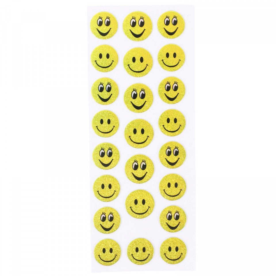 Set Sticker 3D pentru copii, Emoji, Funny Face, 24 piese, CB379, 1.7 cm, Galben