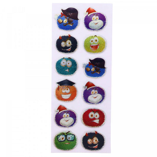Set Sticker 3D pentru copii, Emoji monsters, 12 piese, 2.5 cm, Multicolor