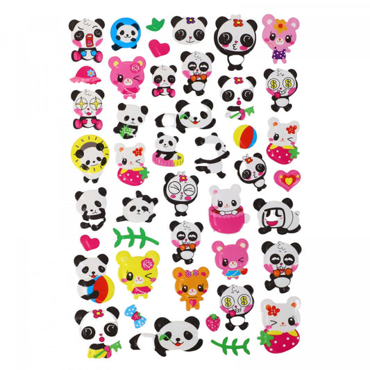 Set Sticker 3D pentru copii, Emoji, Pisicuta, Panda, 44 piese, ALP211, 1.2 - 5 cm, Multicolor