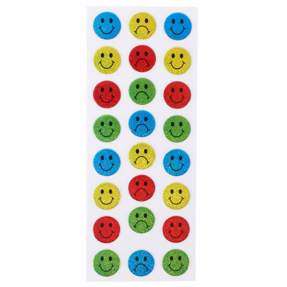 Set Sticker 3D pentru copii, Emoji, Smile si Sad Face, 24 piese, CB390, 1.6 cm, Multicolor