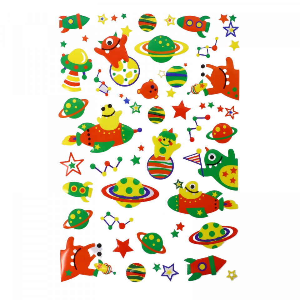 Set Sticker 3D pentru copii, Extraterestrii, 38 piese, ALP201, 1 - 6 cm, Multicolor