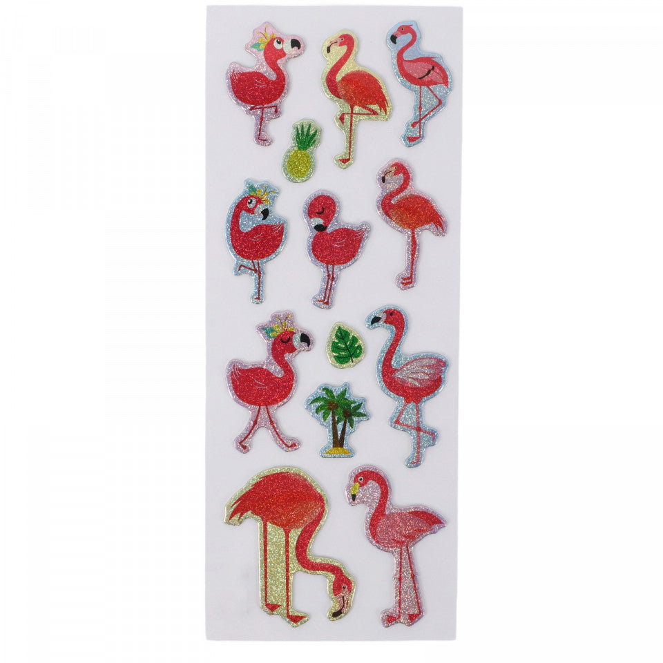 Set Sticker 3D pentru copii, Flamingo, 13 piese, CB466, 1 - 4.5 cm, Multicolor