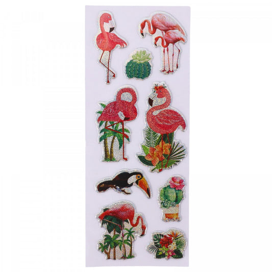 Set Sticker 3D pentru copii, Flamingo, 9 piese, CB407, 2 - 5.5 cm, Multicolor