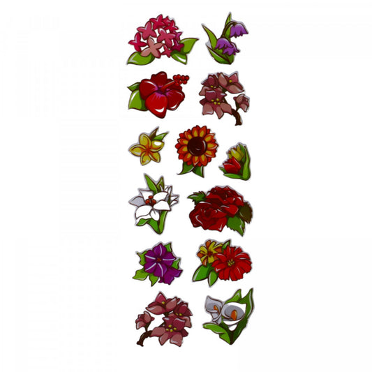 Set Sticker 3D pentru copii, Flori, 13 piese, VK845, 1 - 3.5 cm, Multicolor