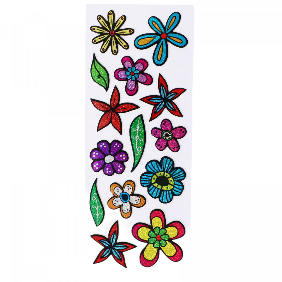 Set Sticker 3D pentru copii, Flori, 14 piese, CB441, 2 - 4 cm, Multicolor