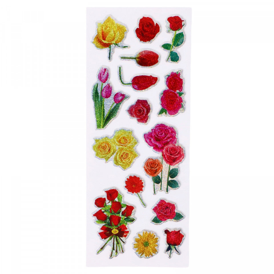 Set Sticker 3D pentru copii, Flori, 15 piese, CB147, 1.5 - 4.5 cm, Multicolor