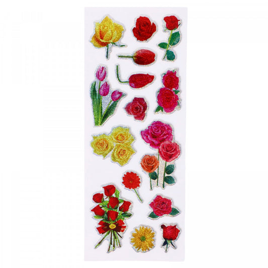 Set Sticker 3D pentru copii, Flori, 15 piese, CB147, 1.5 - 4.5 cm, Multicolor