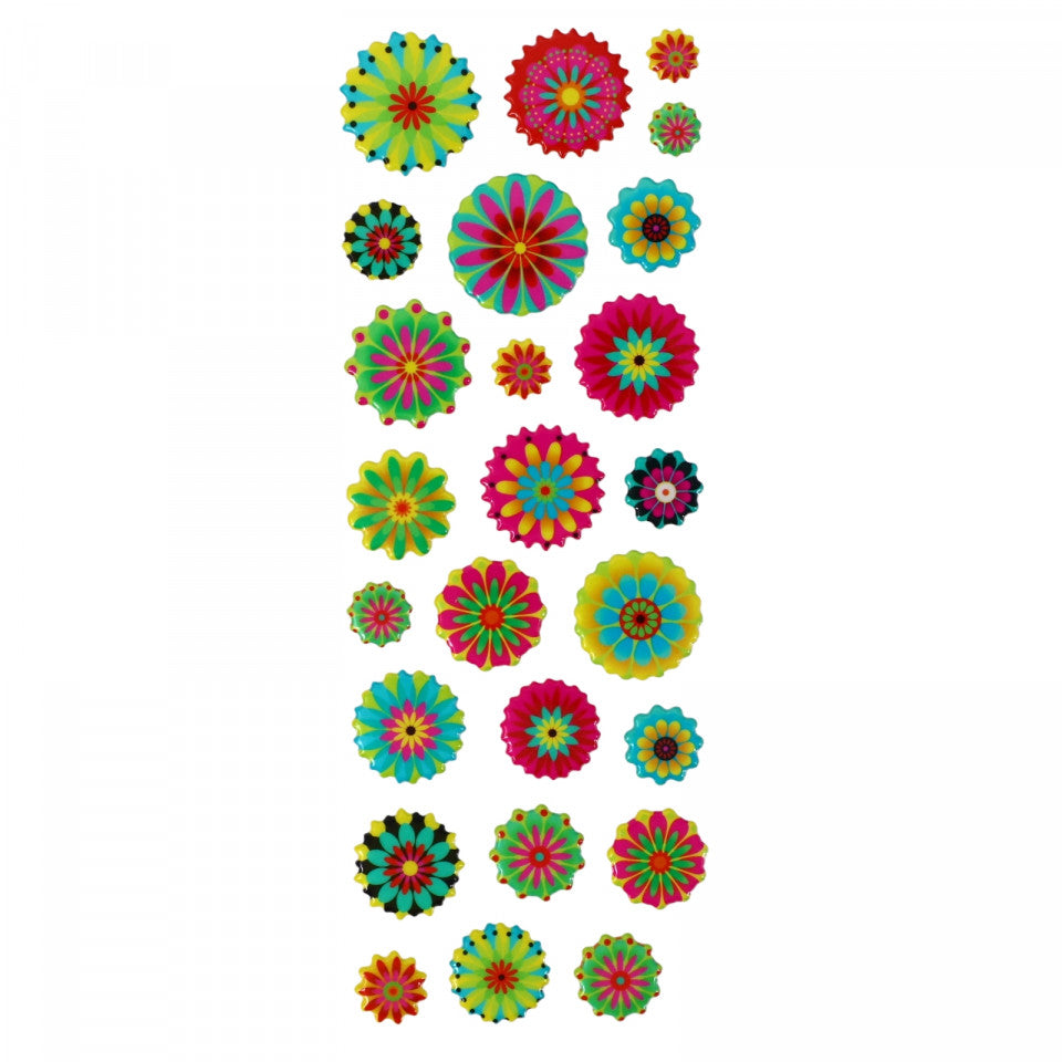 Set Sticker 3D pentru copii, Flori, 25 piese, LVA015, 1 - 2 cm, Multicolor
