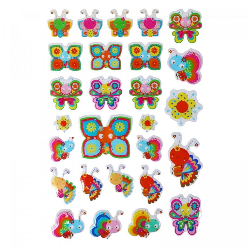 Set Sticker 3D pentru copii, Fluturi, 27 piese, ALP007, 2 - 5.5 cm, Multicolor