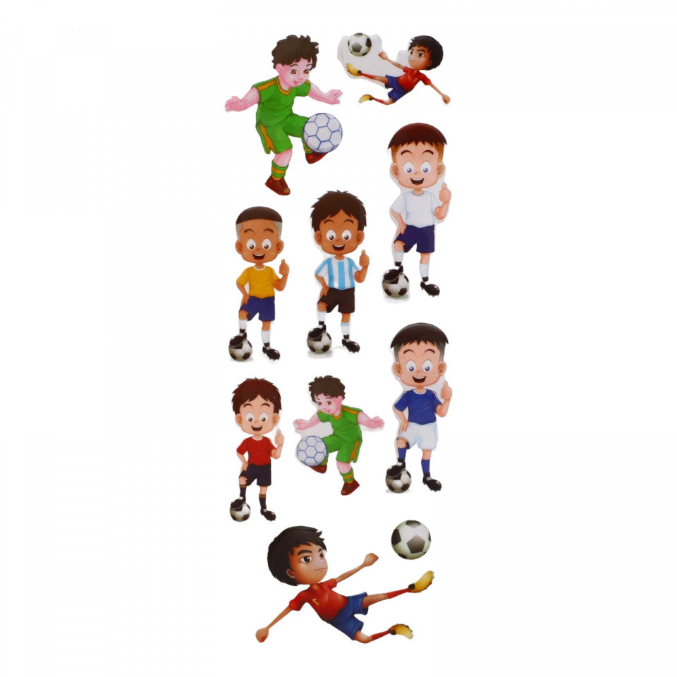 Set Sticker 3D pentru copii, Fotbal, 9 piese, VK852, 1.5 - 4 cm, Multicolor