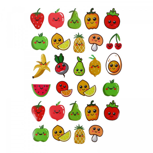 Set Sticker 3D pentru copii, Fructe, 29 piese, ALP213, 3 cm, Multicolor