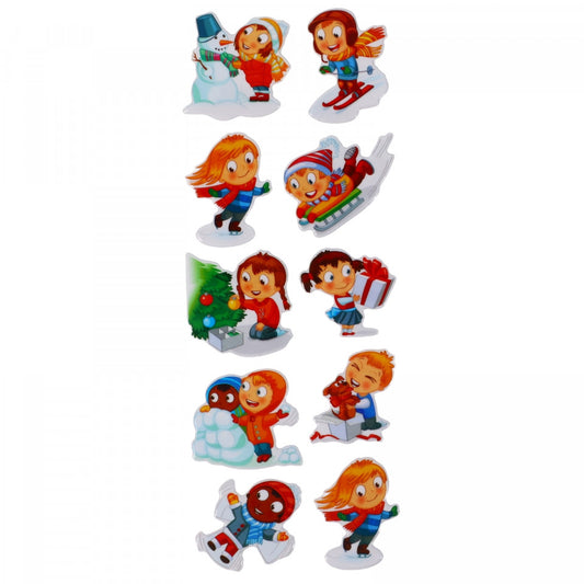 Set Sticker 3D pentru copii, Iarna la zapada, 10 piese, VK854, 1.5 - 2.5 cm, Multicolor