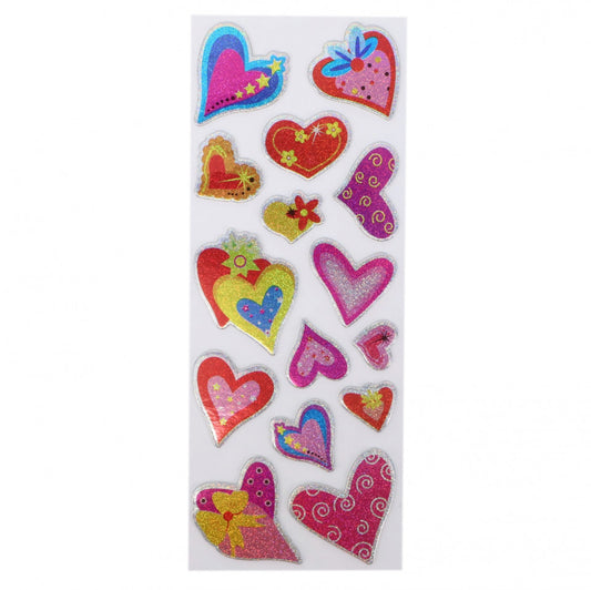 Set Sticker 3D pentru copii, Inimi, 15 piese, CB460, 1 - 3 cm, Multicolor