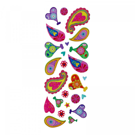 Set Sticker 3D pentru copii, Inimi, 24 piese, LVA006, 0.5 - 4 cm, Multicolor