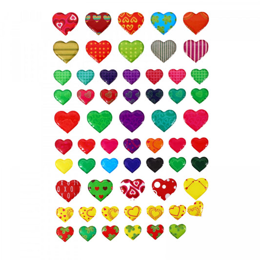 Set Sticker 3D pentru copii, Inimi, 61 piese, ALP078, 1 - 2.5 cm, Multicolor