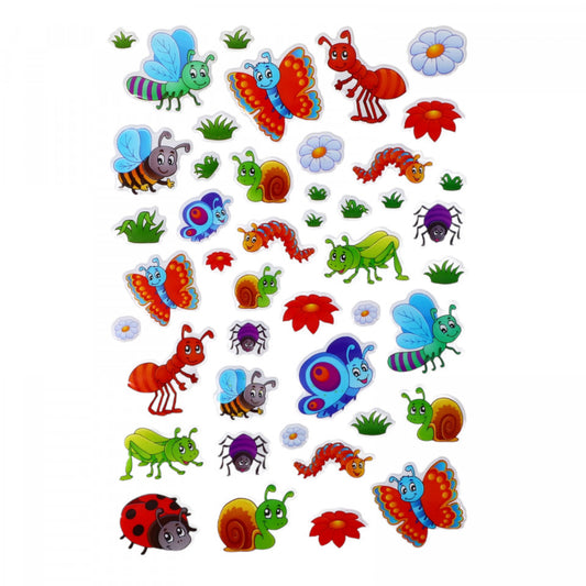 Set Sticker 3D pentru copii, Insecte, 45 piese, ALP087, 1 - 4 cm, Multicolor