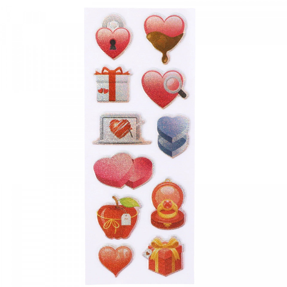 Set Sticker 3D pentru copii, Iubire, 11 piese, 2 - 3 cm, Multicolor