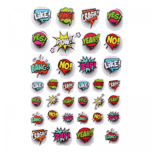 Set Sticker 3D pentru copii, Like, OMG, 34 piese, ALP111, 3.5 cm, Multicolor