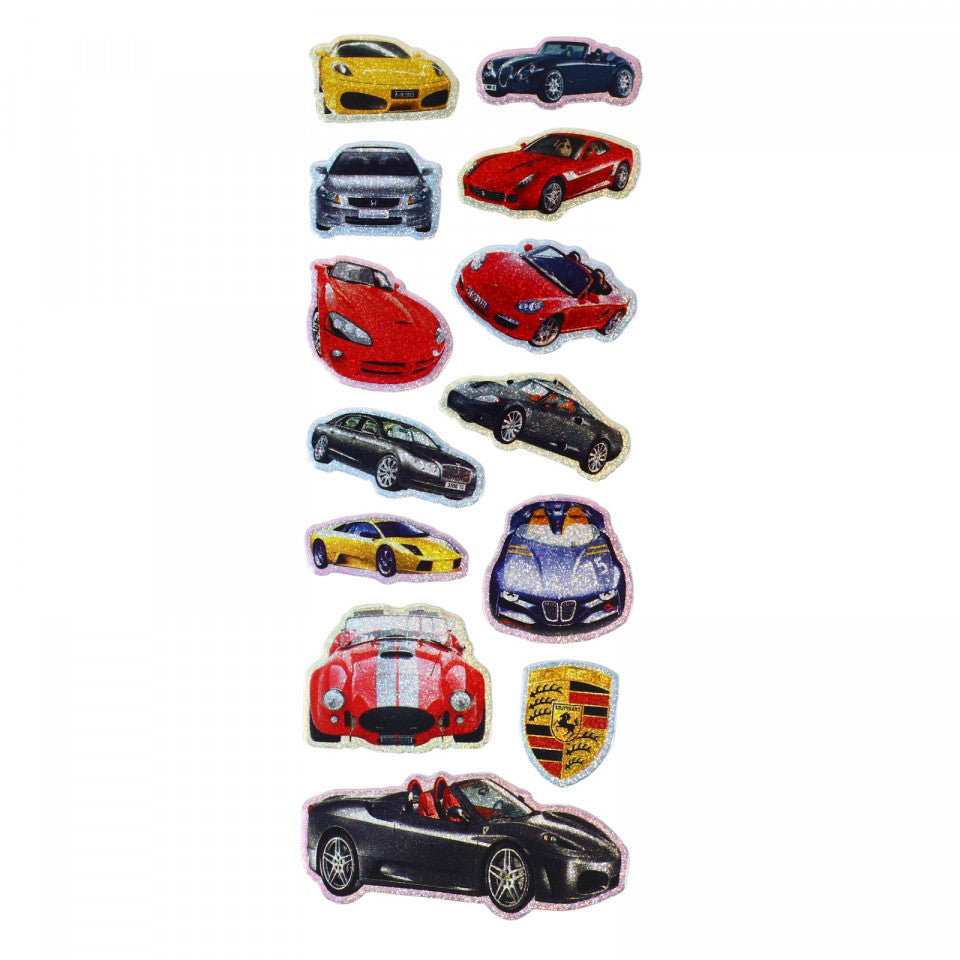 Set Sticker 3D pentru copii, Masini, 13 piese, CB273, 3 - 6 cm, Multicolor