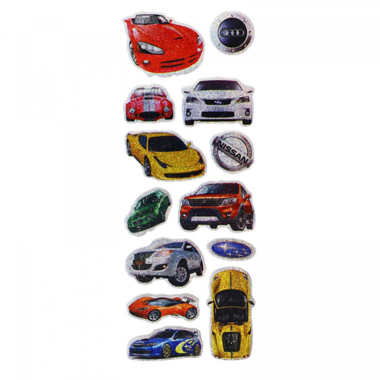 Set Sticker 3D pentru copii, Masini, 13 piese, CB305, 1 - 4 cm, Multicolor