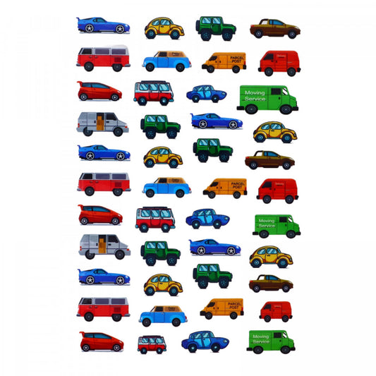 Set Sticker 3D pentru copii, Masini, 44 piese, ALP079, 2 - 4 cm, Multicolor