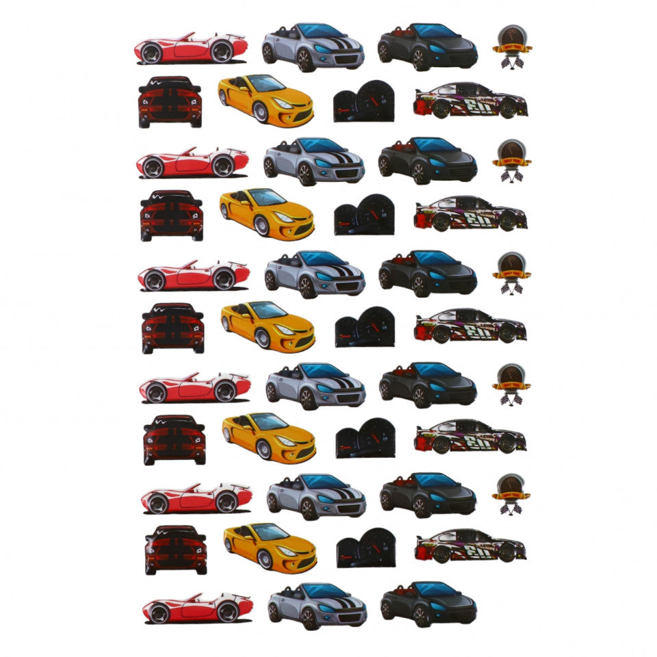 Set Sticker 3D pentru copii, Masini, 44 piese, ALP228, 1-4 cm, Multicolor