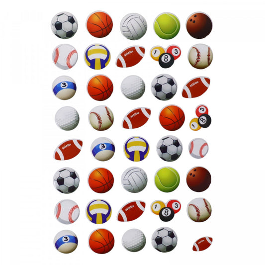 Set Sticker 3D pentru copii, Mingi, 40 piese, ALP108, 2.3 cm, Multicolor
