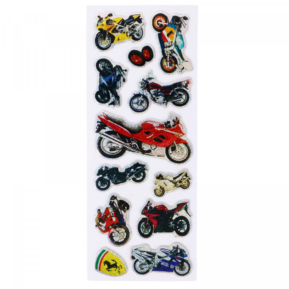 Set Sticker 3D pentru copii, Motociclete, 12 piese, CB306, 2 - 6 cm, Multicolor